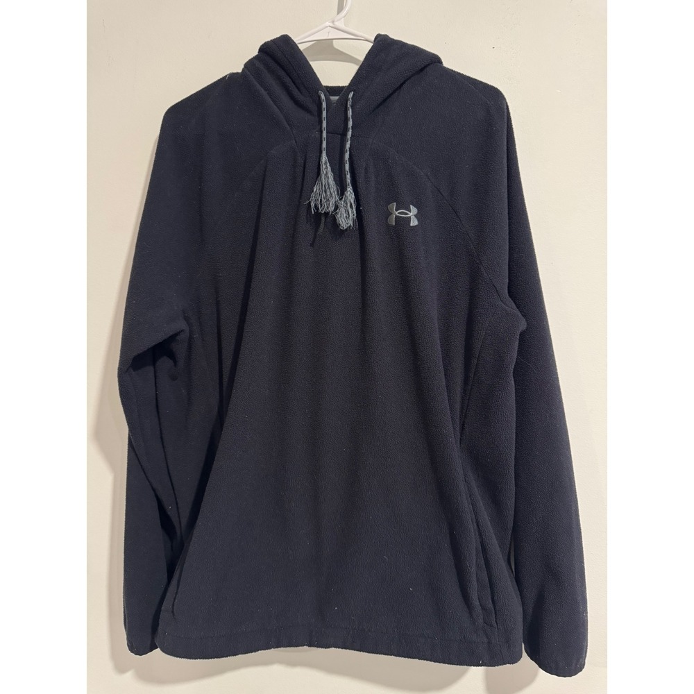Under Armour Fleece Pullover‎ Hoodie Mens Medium Black Tassel Drawstring